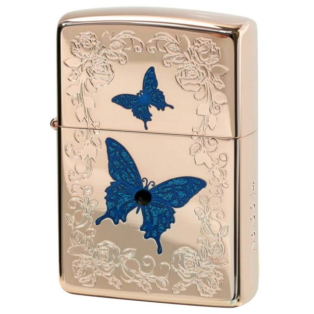 Zippo ジッポー 蝶々 バタフライ ブルー ローズピンク Blue Butterfly