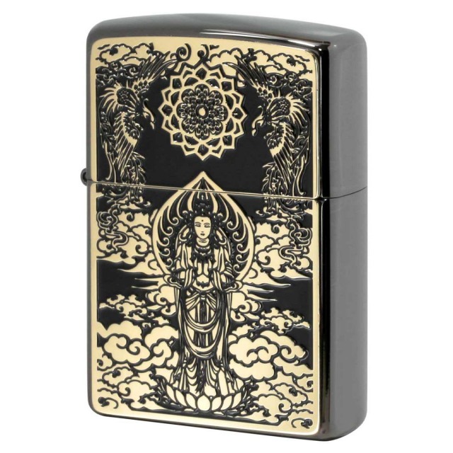 Zippo ジッポー 観世音 ブラックメタル ペイントプレート ネオブラック