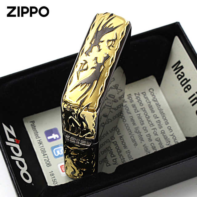 Zippo ジッポー サイド アラベスク 唐草 ブラックニッケル 金サシ Side