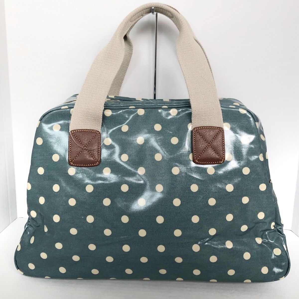 キャスキッドソン/ボストンバッグ/ブルーグレー×ベージュ/コーティング