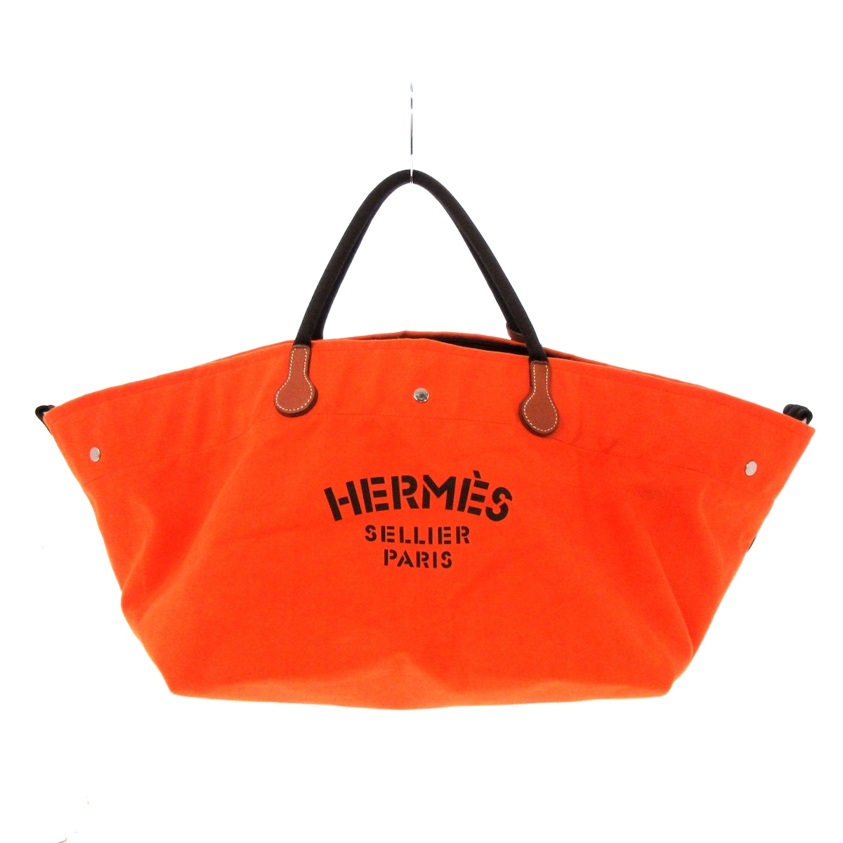 エルメス/ボストンバッグ/フールトゥ ド キャバリエ/オレンジ/トワル