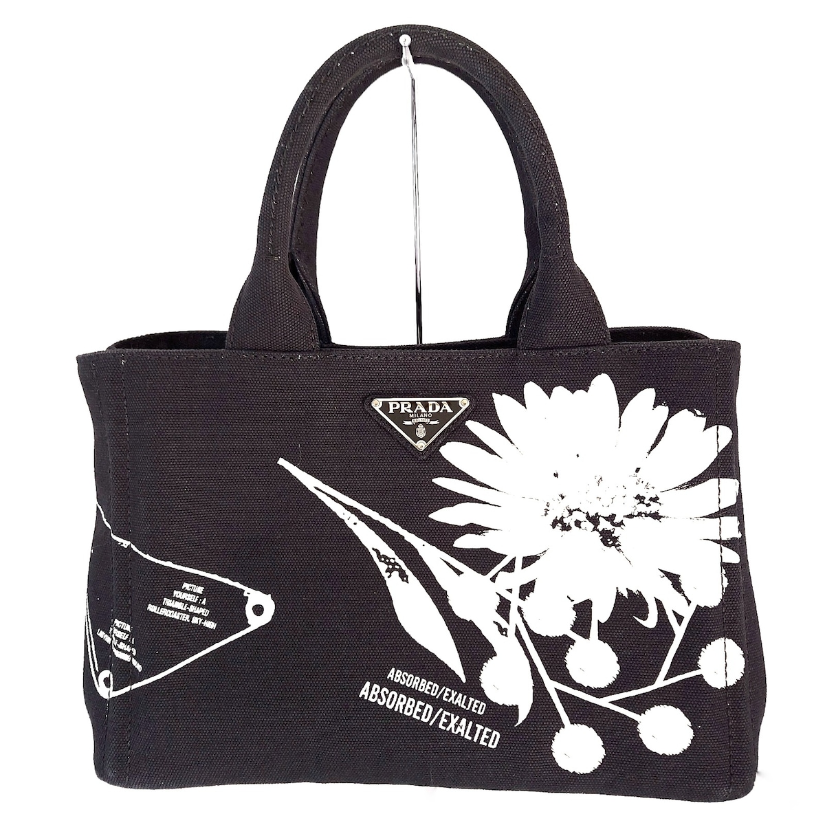 プラダ トートバッグ - 1BG439 黒×白 ABSORBED/EXALTED キャンバス