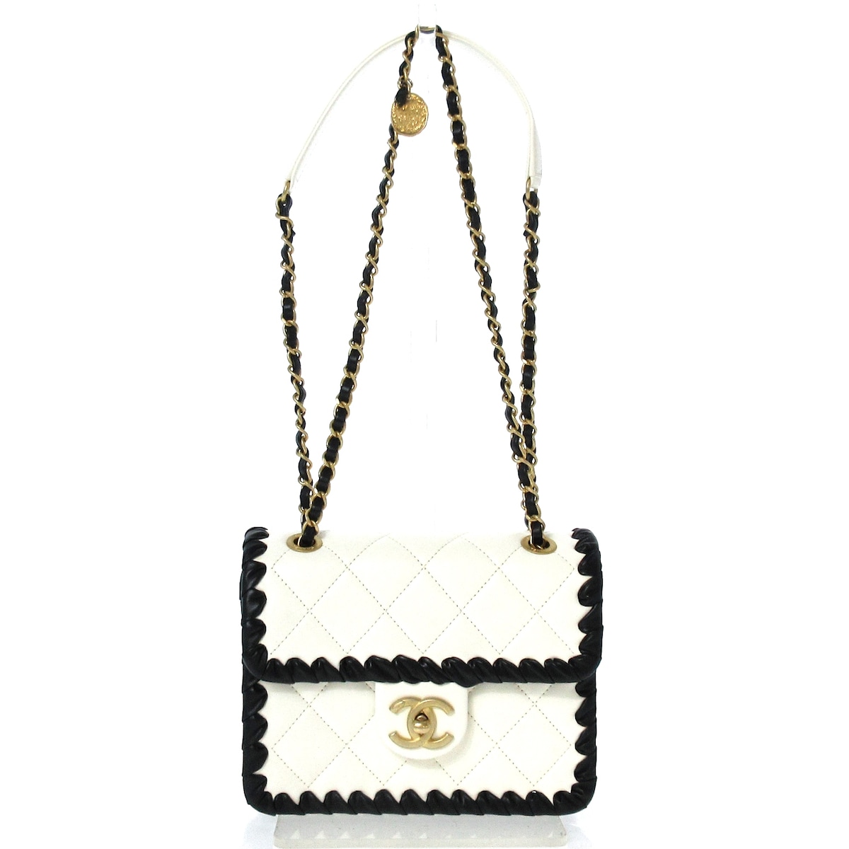 シャネル/ショルダーバッグ/ミニフラップバッグ/ミニマトラッセ/白×黒