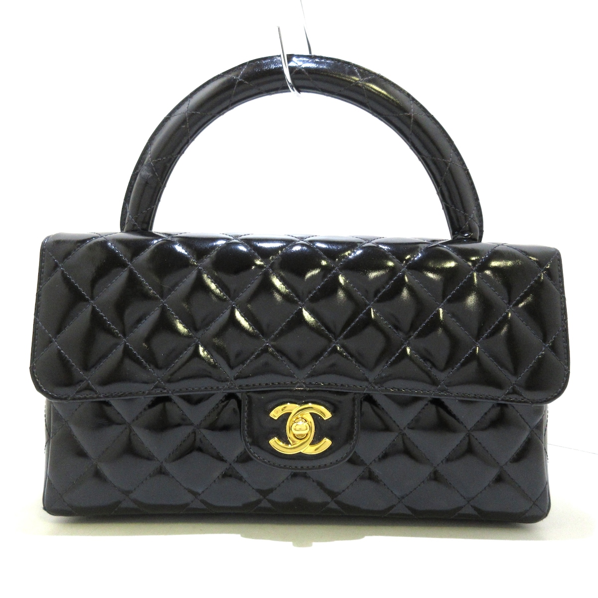シャネル/ハンドバッグ/親子バッグ/マトラッセ/黒/エナメル（レザー