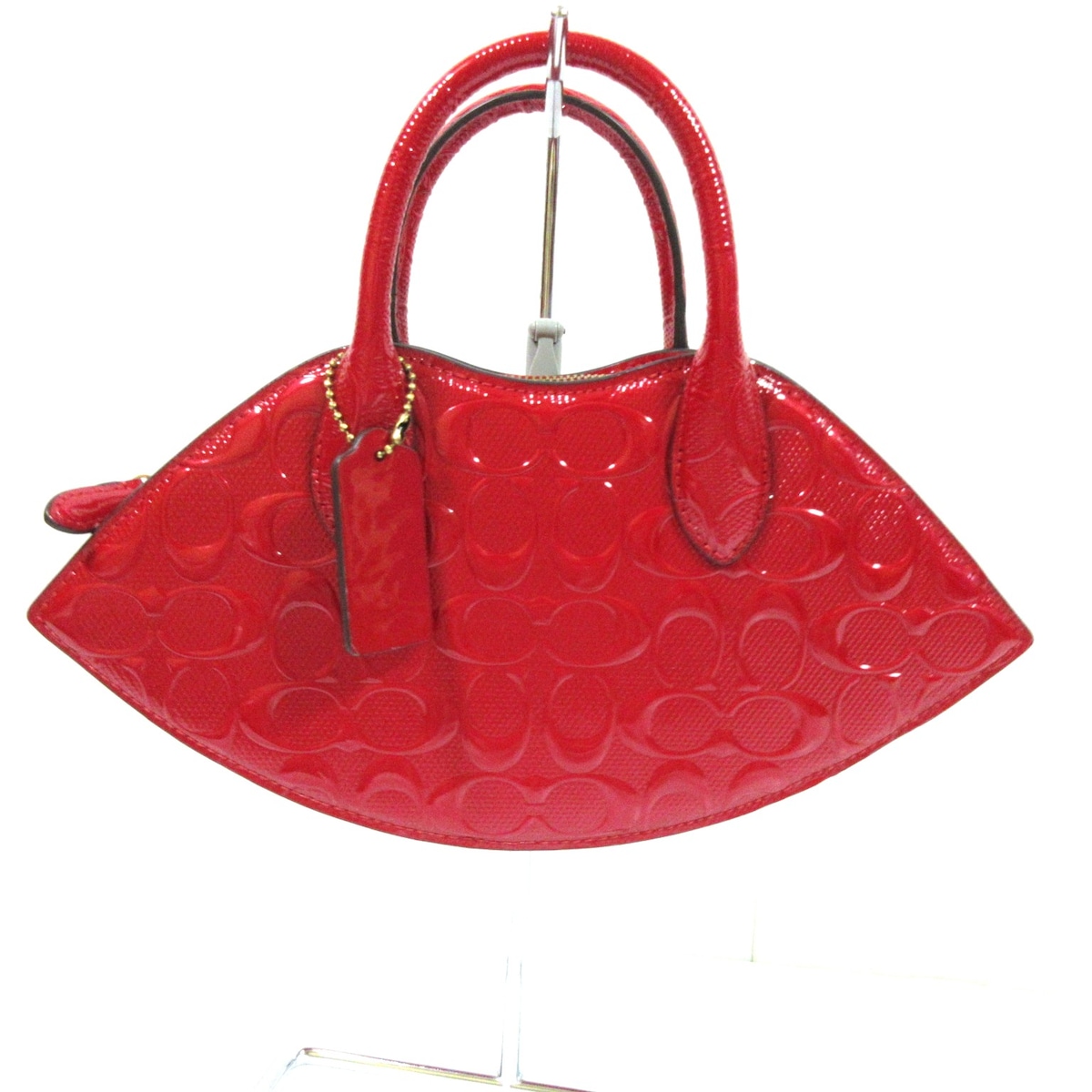 コーチ/ハンドバッグ/リップ バッグ・シグネチャー レザー/レッド