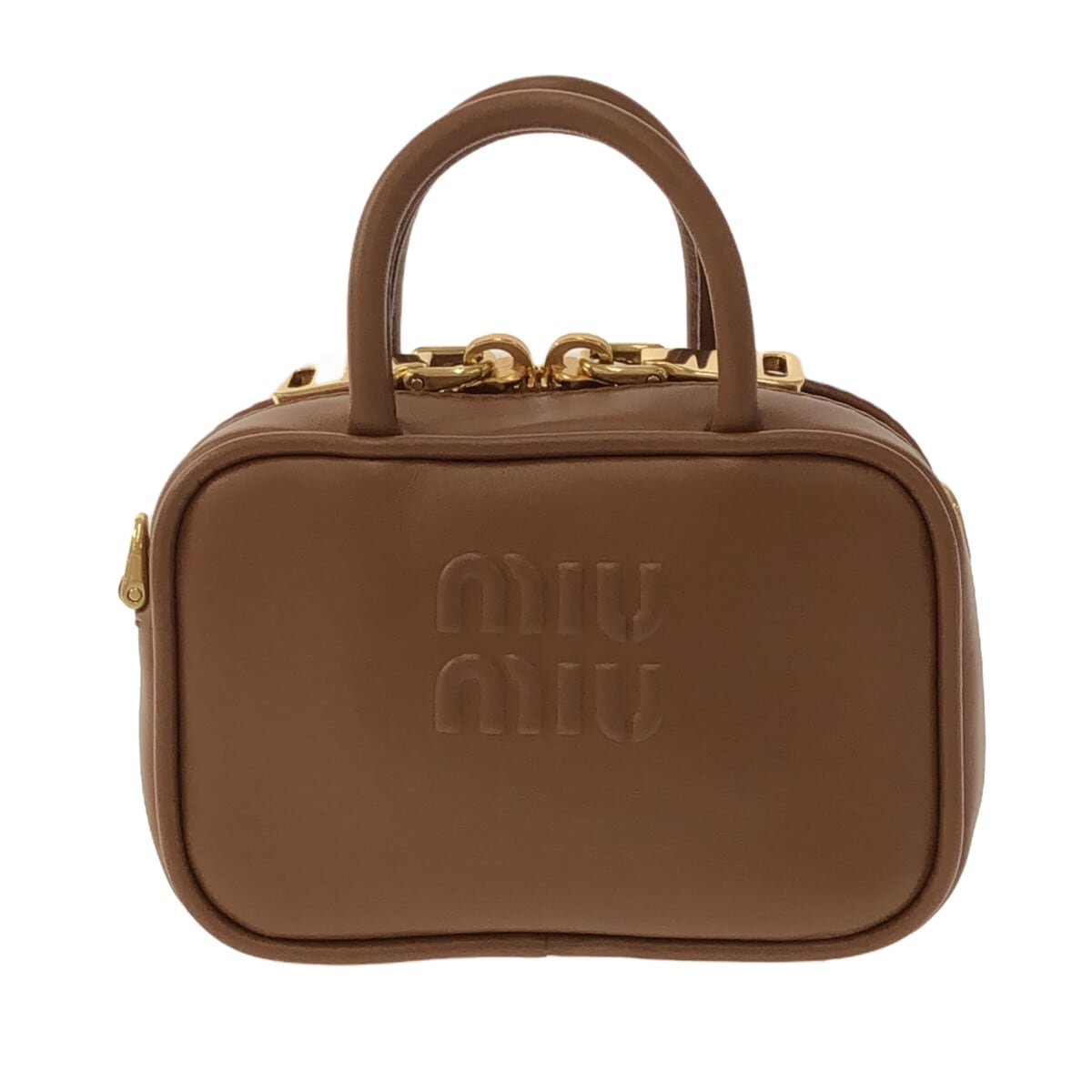ミュウミュウ/ハンドバッグ/レザー マイクロバッグ/コニャック