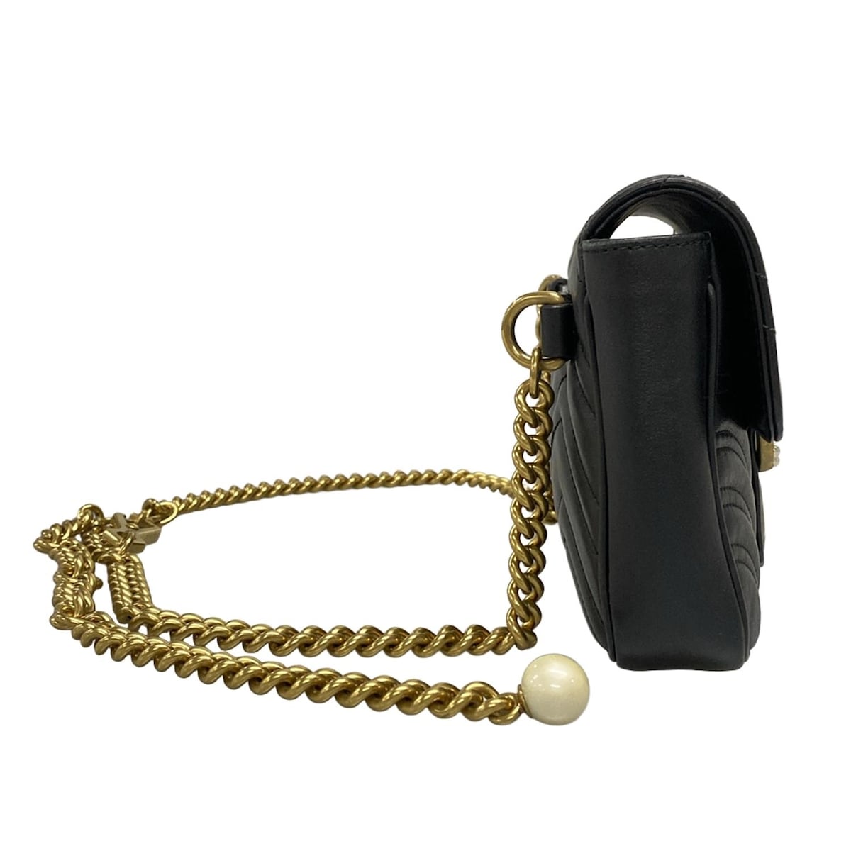 GUCCI(グッチ) ウエストポーチ GGマーモント 476809 黒 レザー