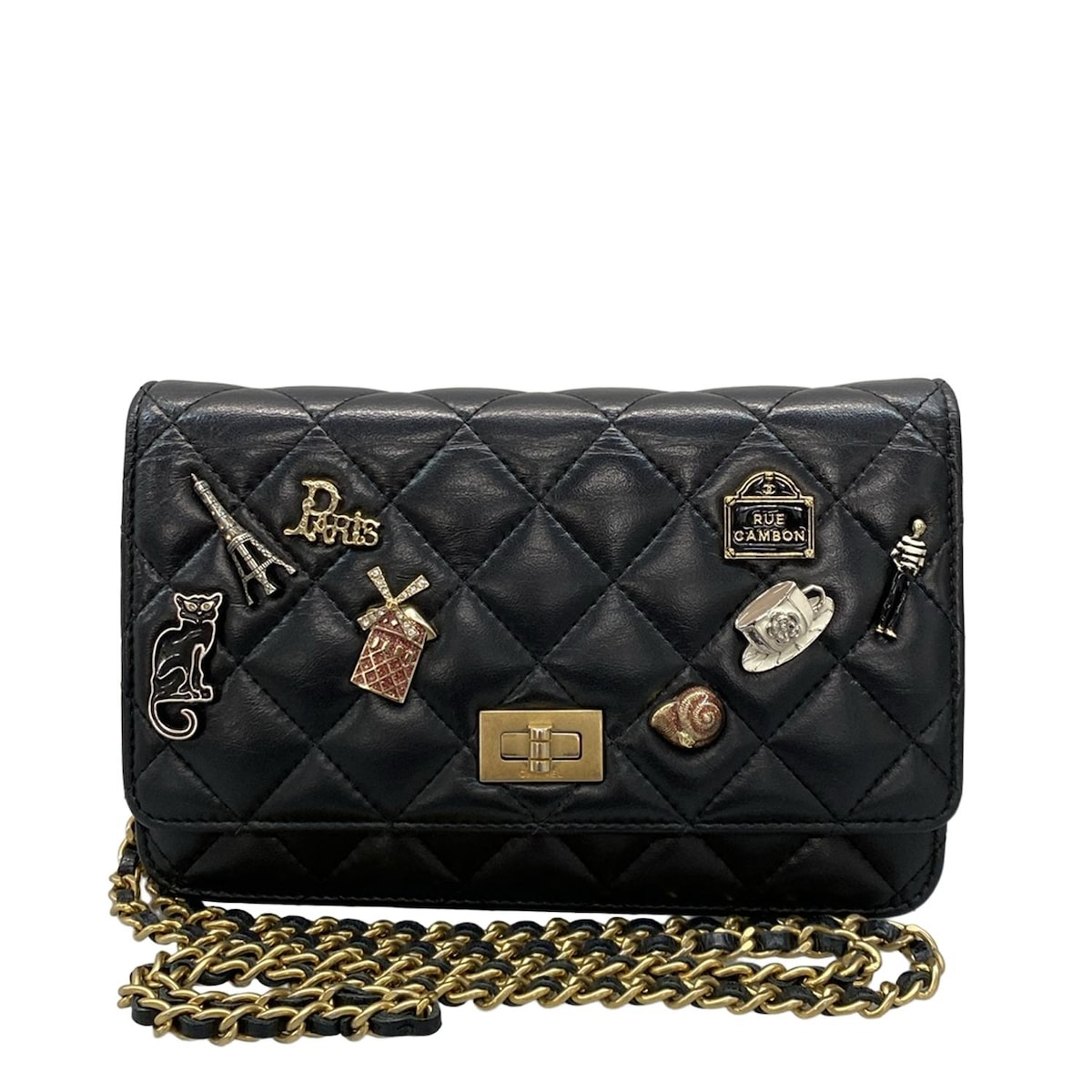 CHANEL(シャネル) 財布 2.55,アイコンチャーム A80834 黒（19293347