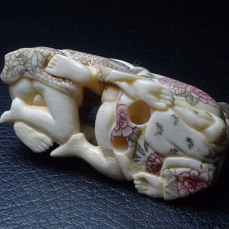 △本象牙春画根付19g・提げ物△NE46△ | 象牙屋本舗 こほく堂 本象牙と