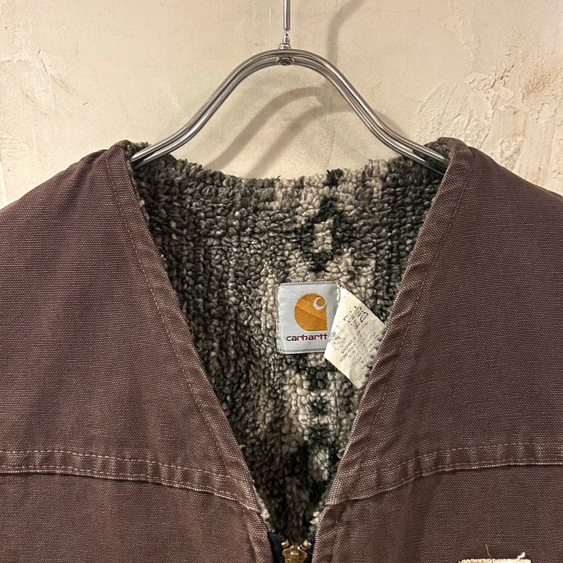 carhartt ダックベスト カーハート ブラウン フェード 雰囲気系 ボア