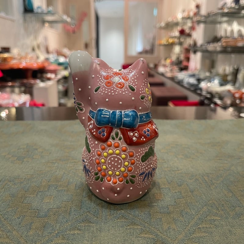 九谷焼 3.3号 招き猫 まねき猫 ピンク盛 | つちや陶器店