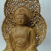 仏像☆香木 如意輪観音菩薩像2.5寸☆眼入り 二重唐草光背 | お仏壇・お