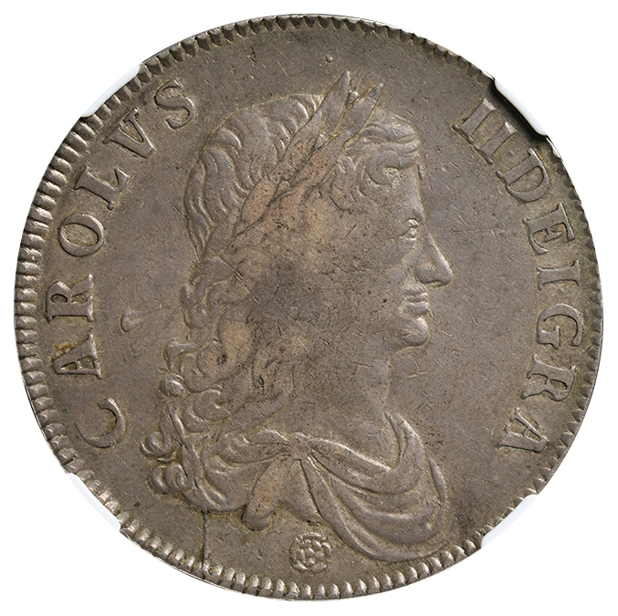 イギリス チャールス2世 (1660－1685) クラウン銀貨 1662 Spink-3350