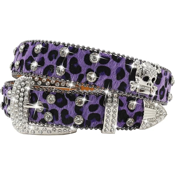 EVERBLTING Rhinestone Skull Belt for Men Women Studded Belts Y2k