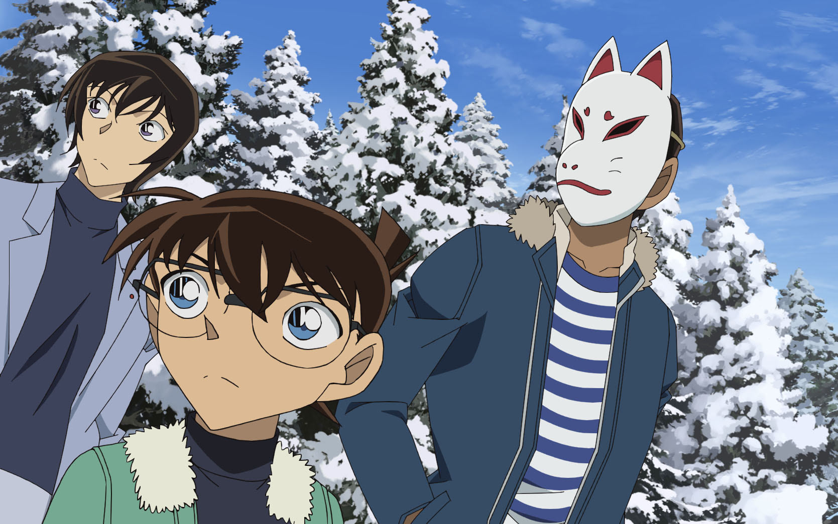 コナンと狐面の平次が刑事殺害犯を推理！『名探偵コナン』1086話