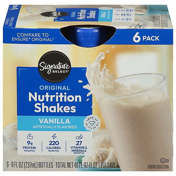 Signature SELECT Nutrition Shake Vanilla - 6-8 FZ - albertsons