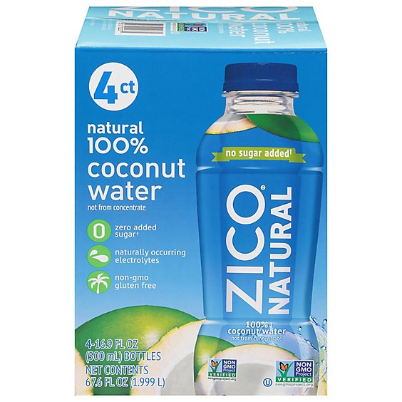 Zico Coconut Water 4 Pack - 4-16.9 FZ - carrsqc