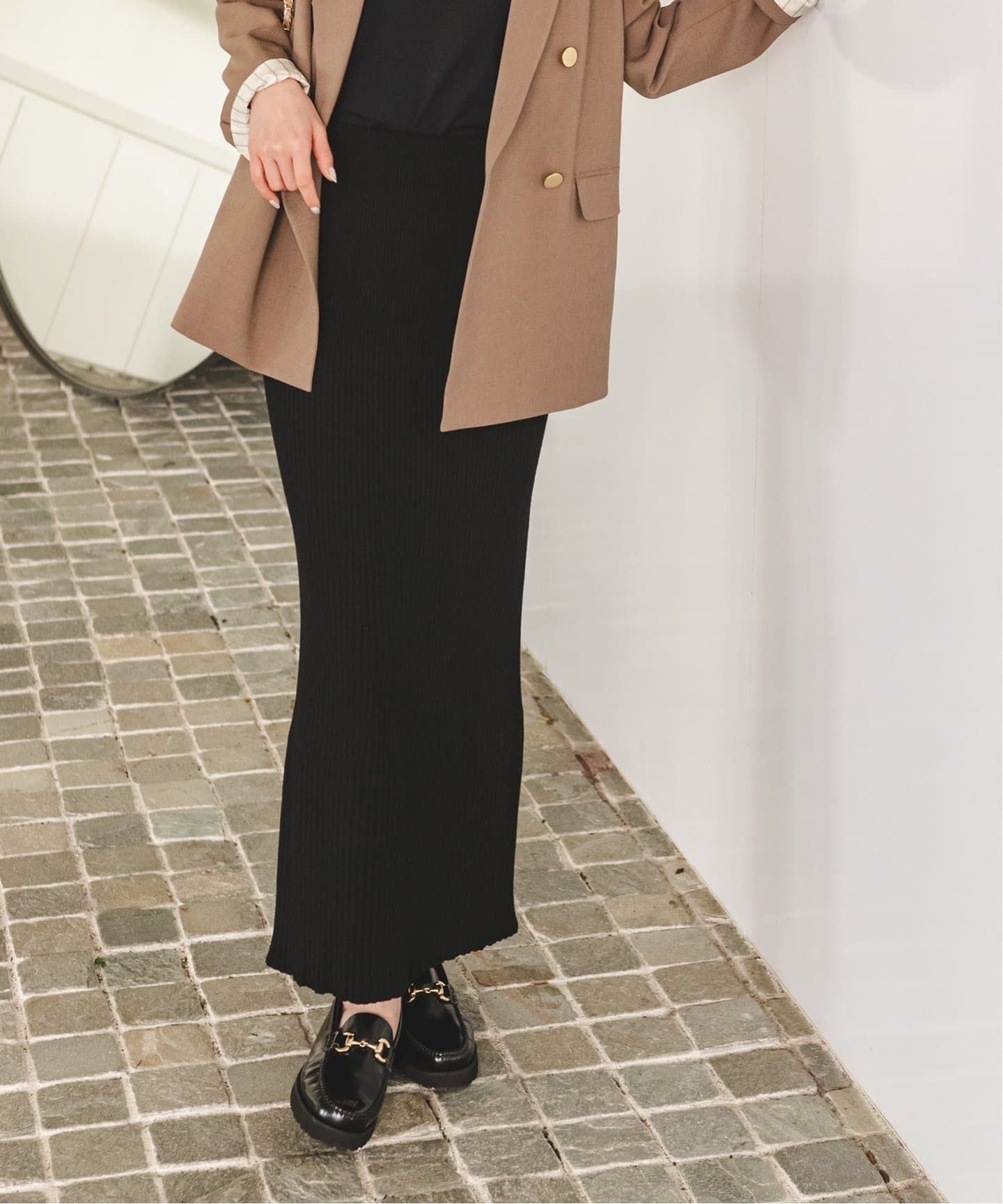 追加6》リブニットタイトスカート（ロング・マキシ丈スカート）｜NOBLE