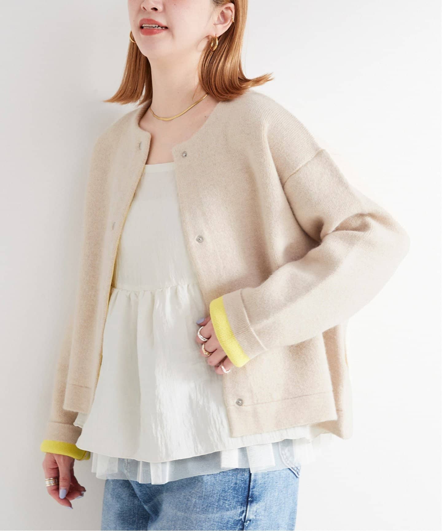 追加》2層スムース編みニットブルゾン（カーディガン）｜B.C STOCK