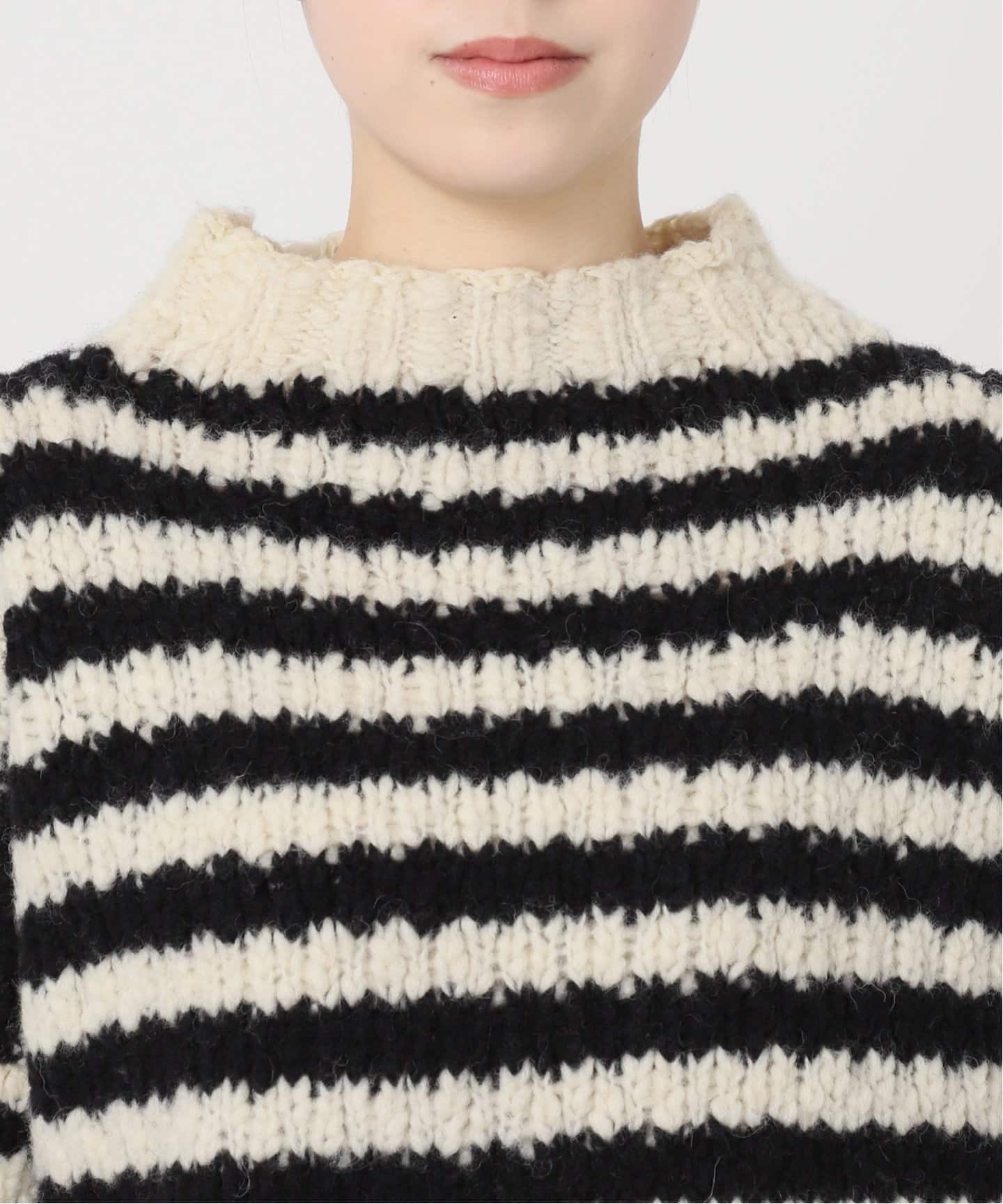 追加》BLACK ハイネックボーダーニット（ニット／セーター）｜IENA