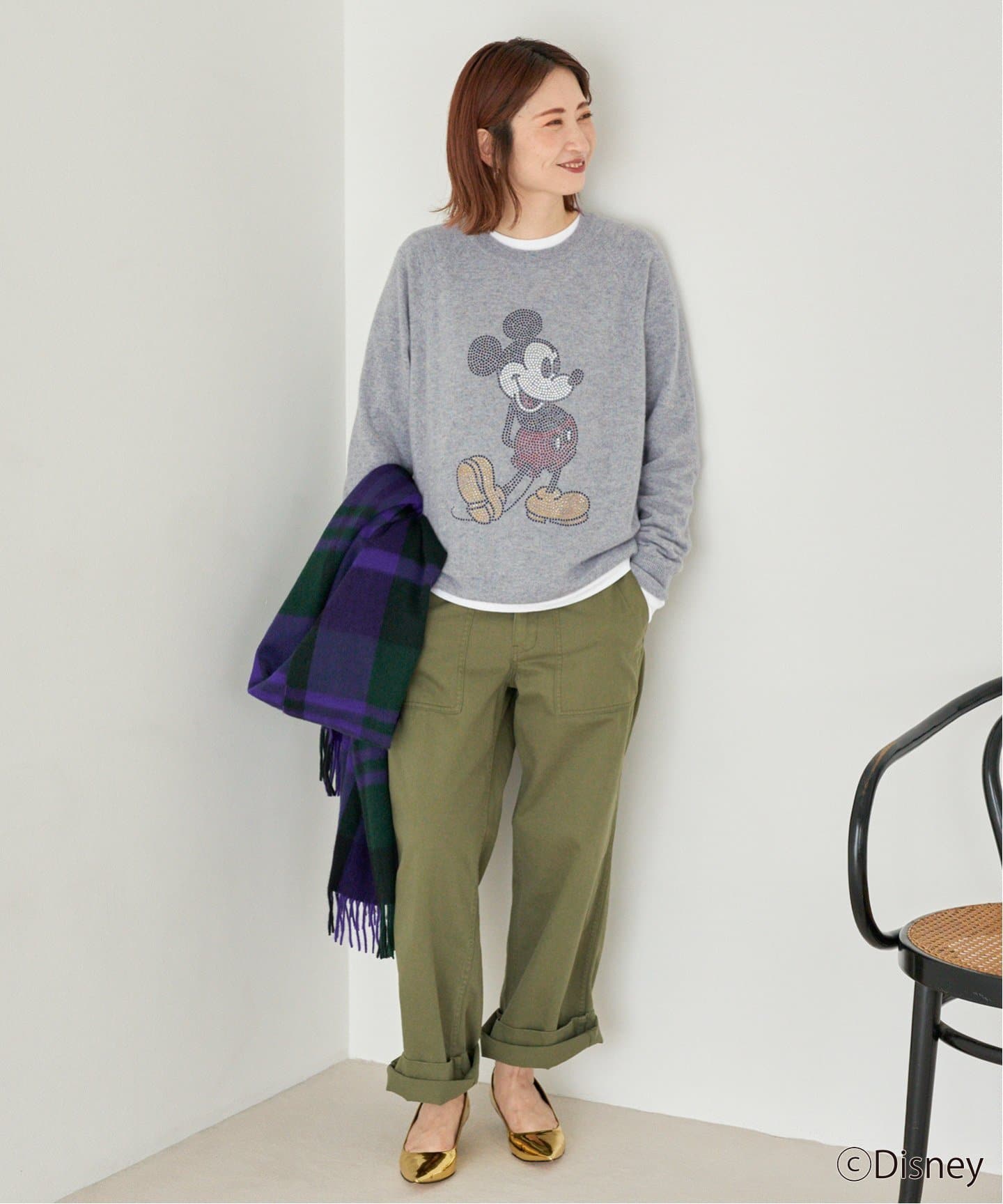 ミッキーマウス /カシミヤ ラインストーンニット（ニット／セーター