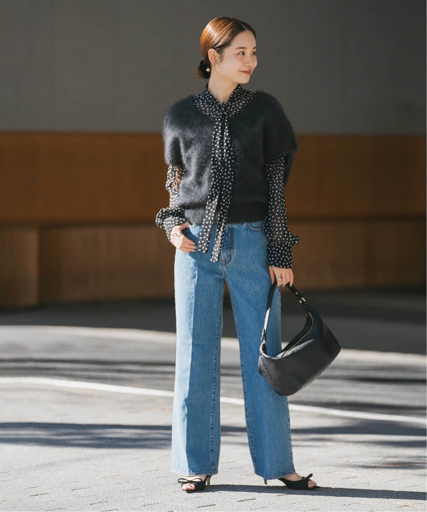 ○ファーニットVネックベスト（ニット／セーター）｜NOBLE（ノーブル