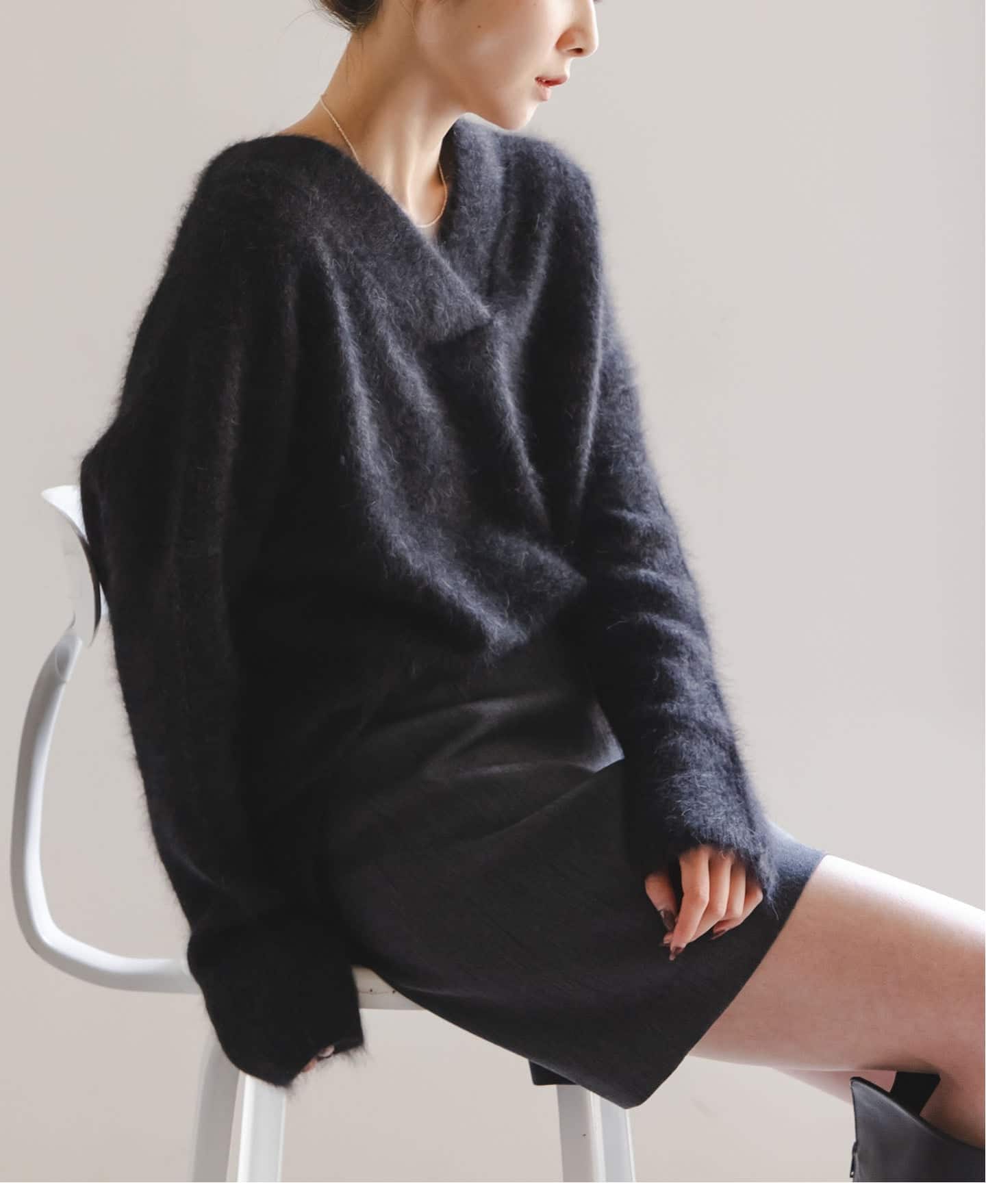 ファーニットVネックプルオーバー（ニット／セーター）｜NOBLE