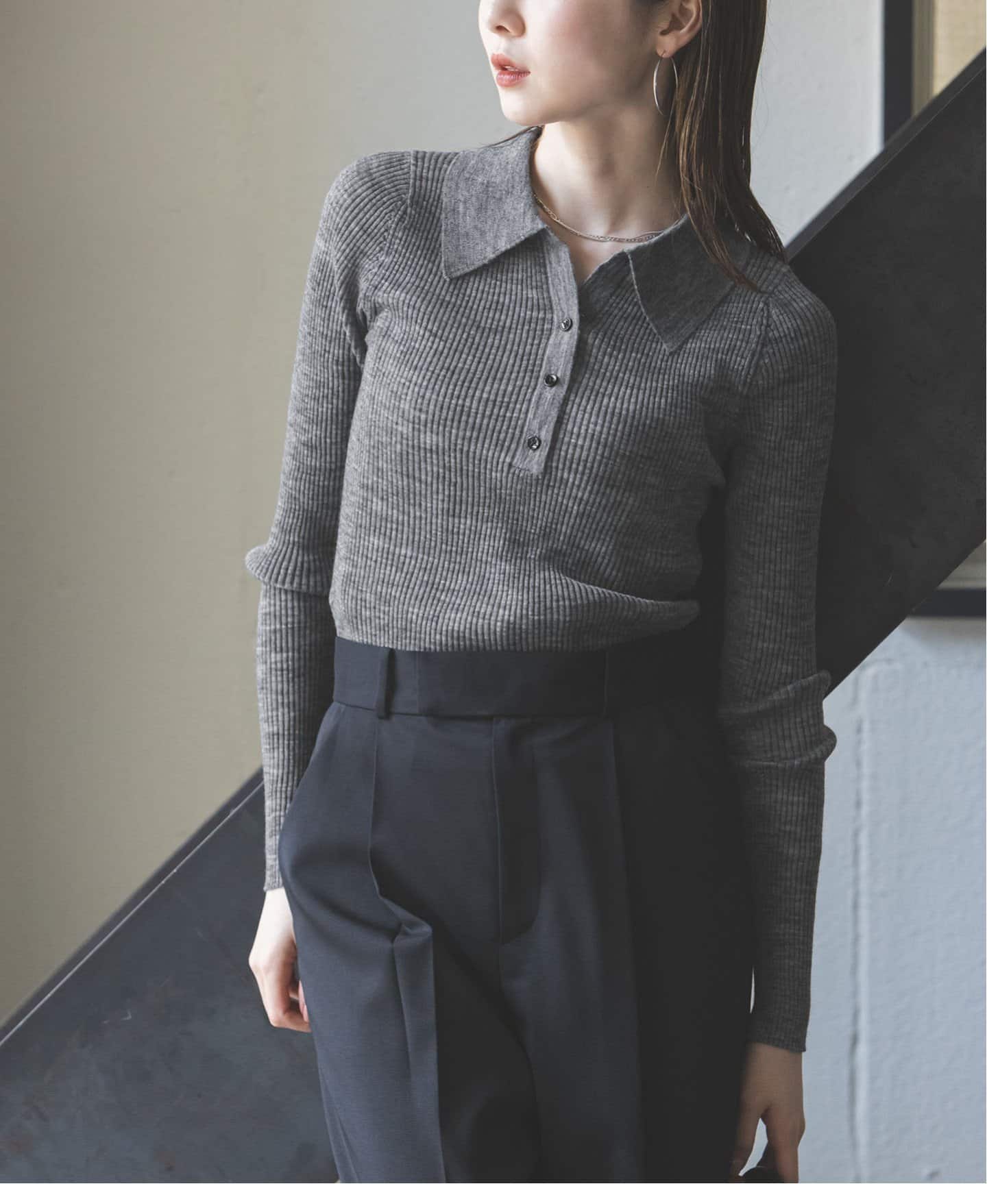 追加》アルパカミックスシアーポロニット（ニット／セーター）｜NOBLE