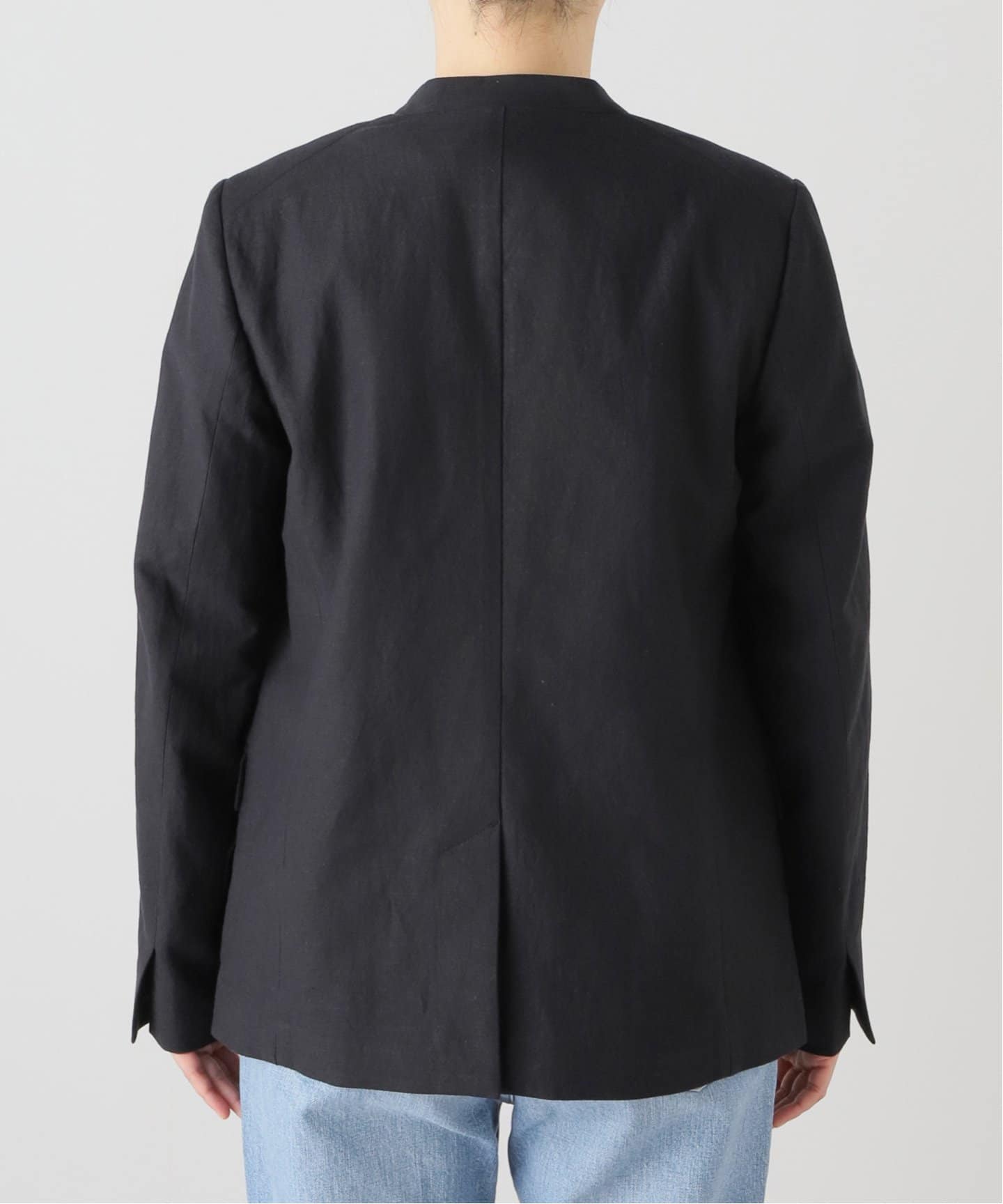 綿麻キャンバスノーカラージャケット（ノーカラージャケット