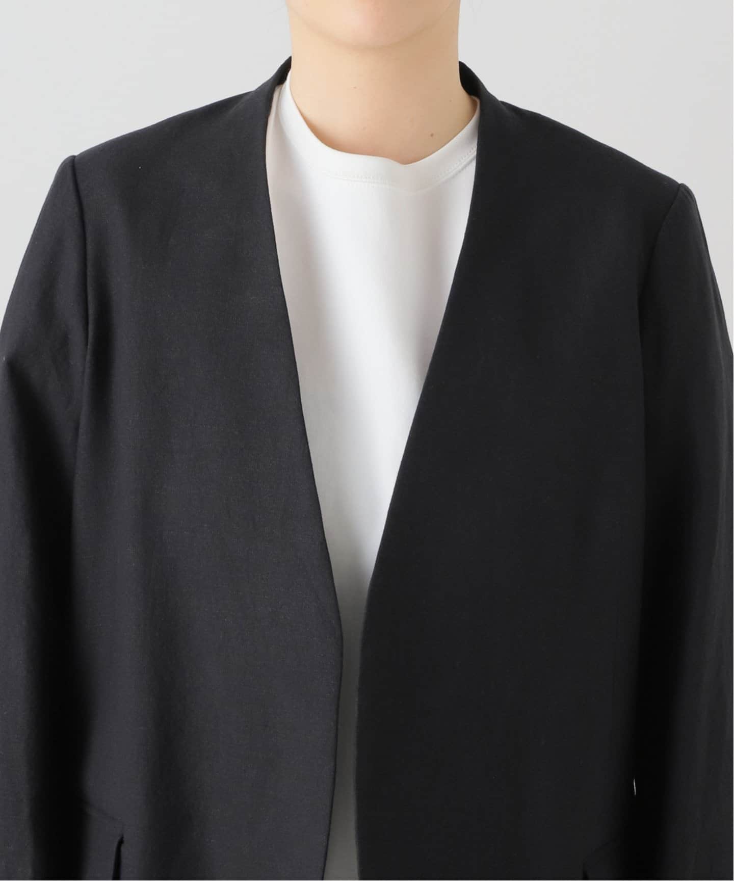 綿麻キャンバスノーカラージャケット（ノーカラージャケット