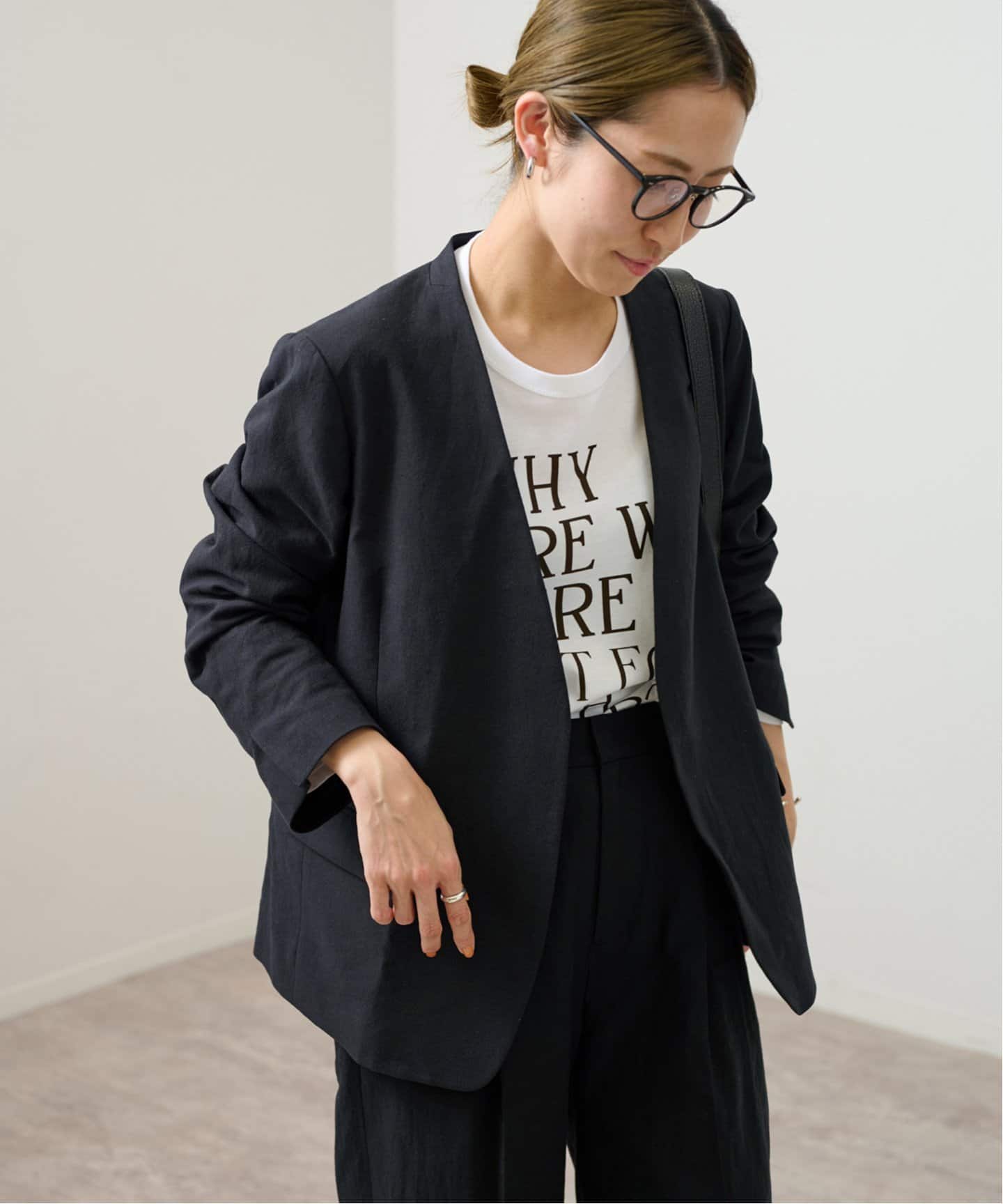 綿麻キャンバスノーカラージャケット（ノーカラージャケット