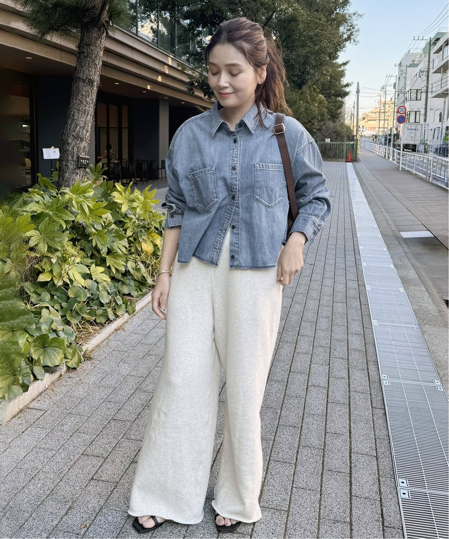 追加3》ライトオンスデニムクロップドシャツ（シャツ／ブラウス