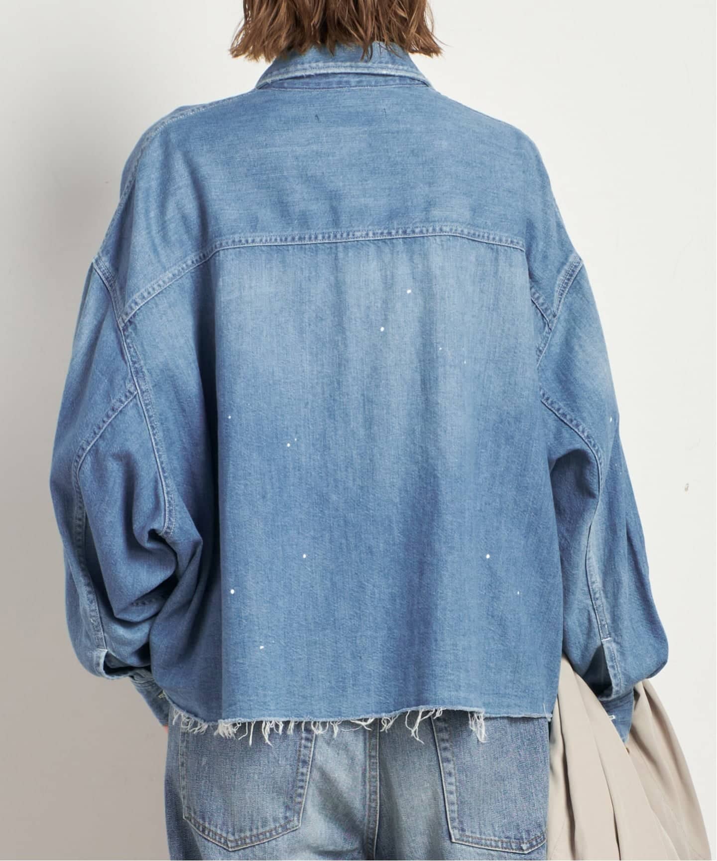 JOHNBULL/ジョンブル】デニムクロップドシャツ（シャツ／ブラウス