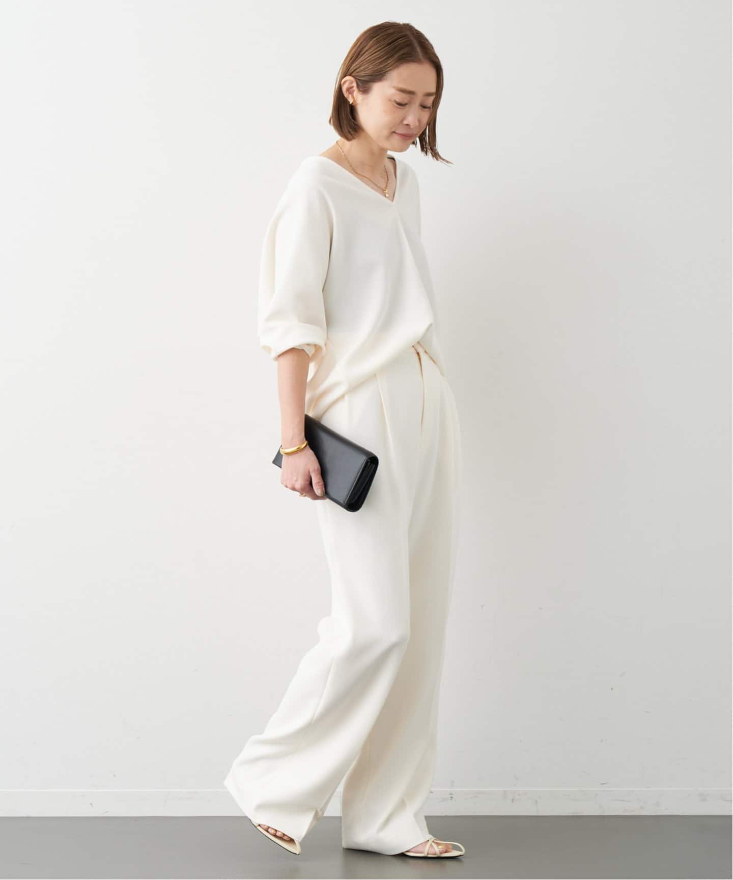 トリアセジョーゼット Vネック プルオーバー（シャツ／ブラウス