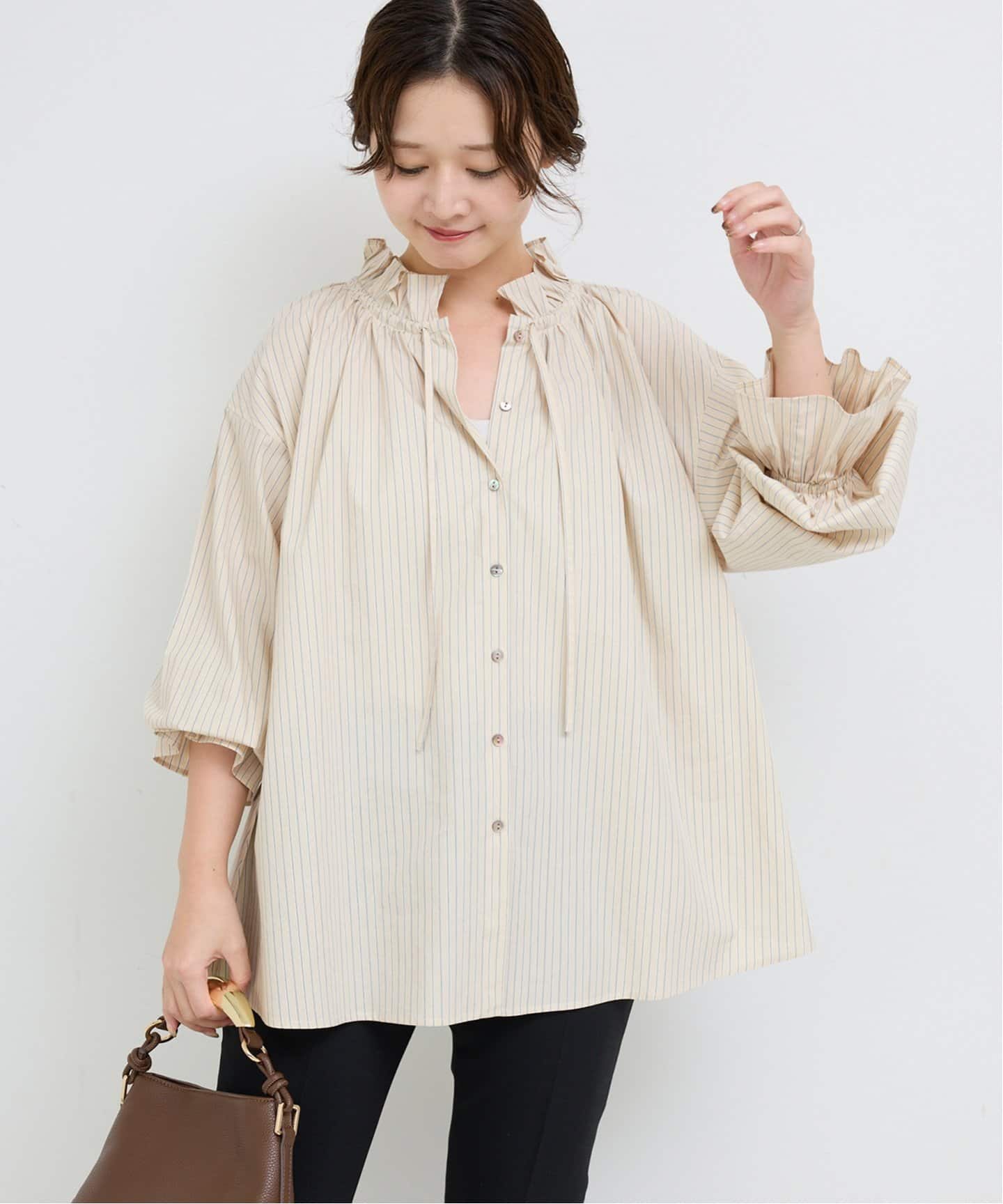 追加2》タイプライターフリルカラーブラウス（シャツ／ブラウス