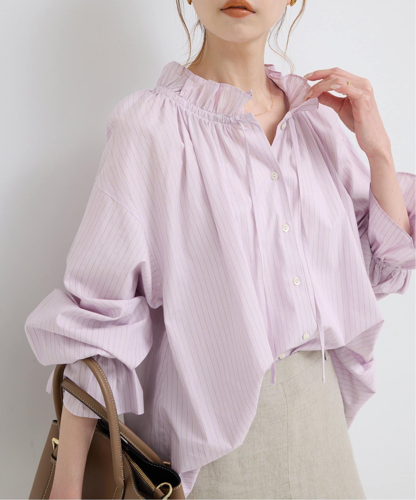 追加2》タイプライターフリルカラーブラウス（シャツ／ブラウス