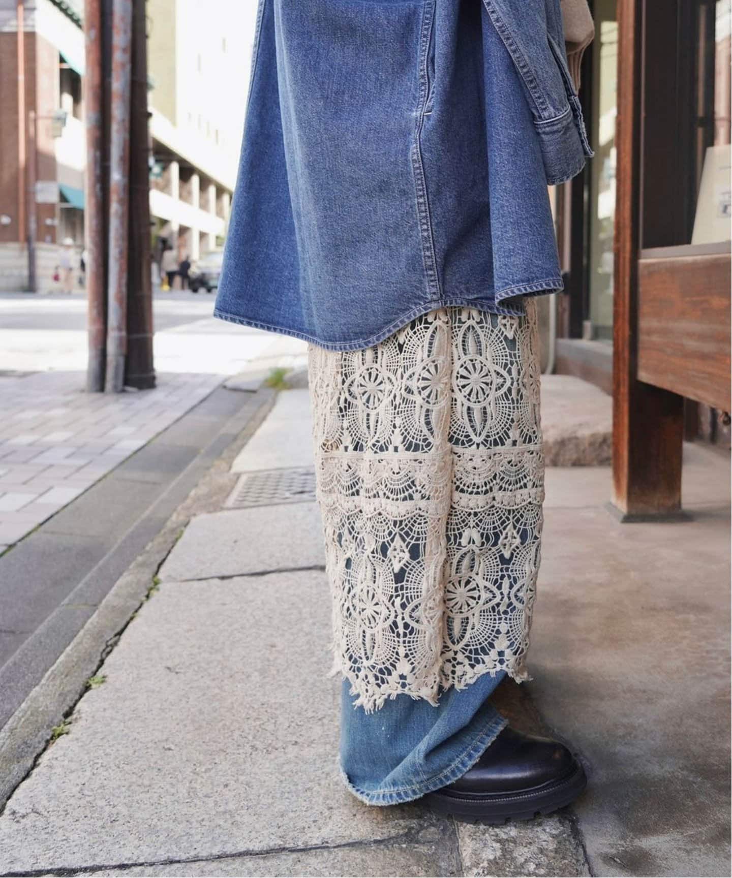 追加2》レースMIXスカート（ロング・マキシ丈スカート）｜journal