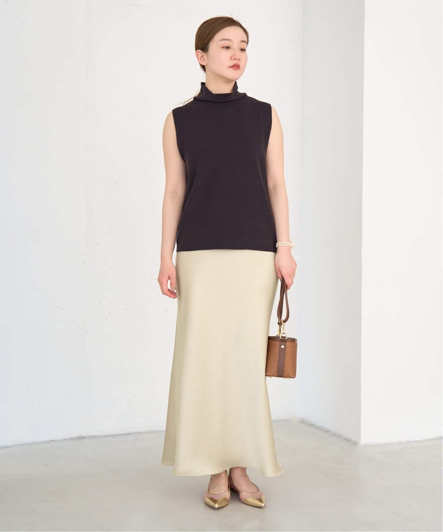 WEB・一部店舗限定 追加12》ダブルサテンスカート（ロング・マキシ丈