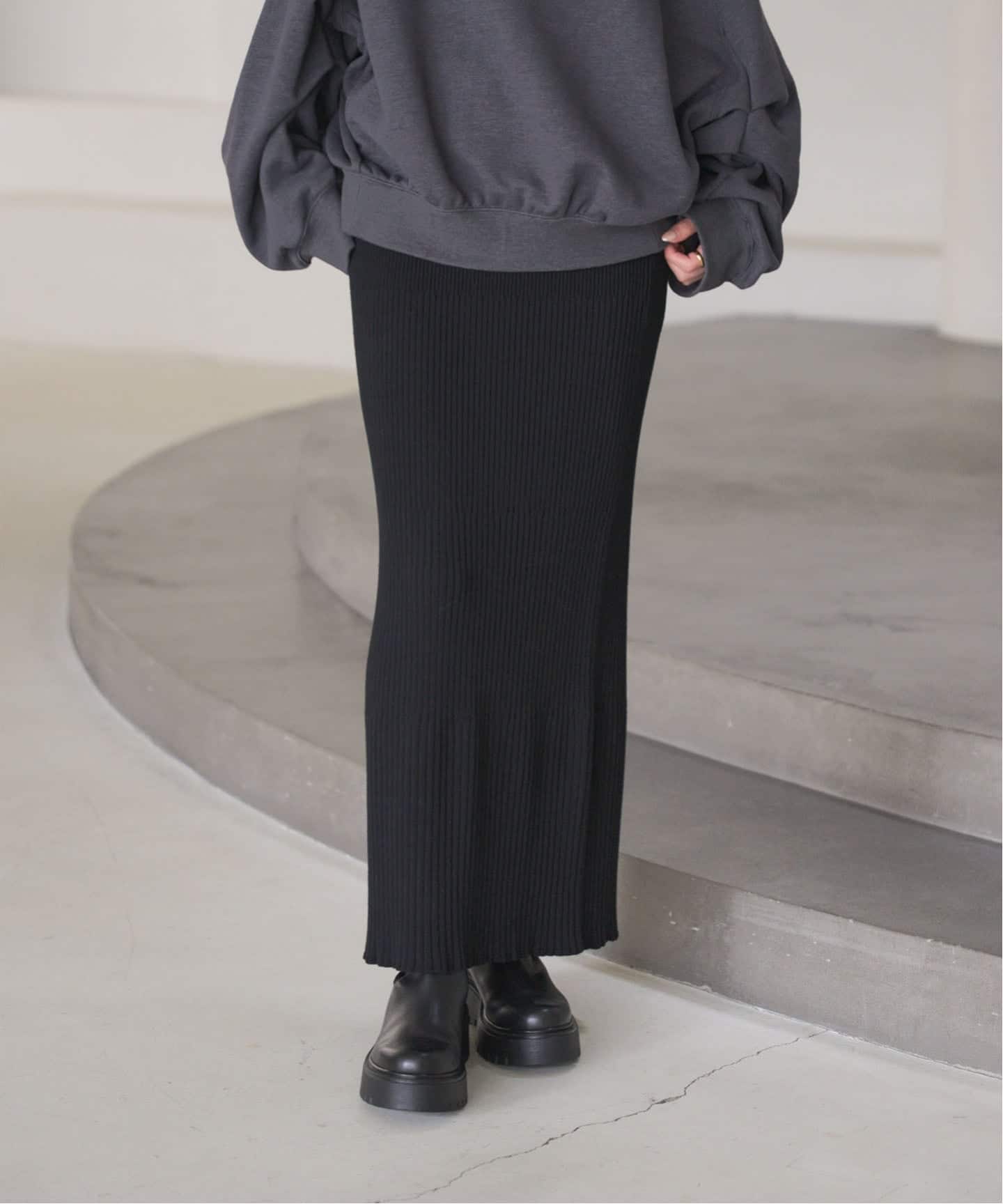 追加/WEB限定カラー》リブニットタイトスカート（ロング・マキシ丈