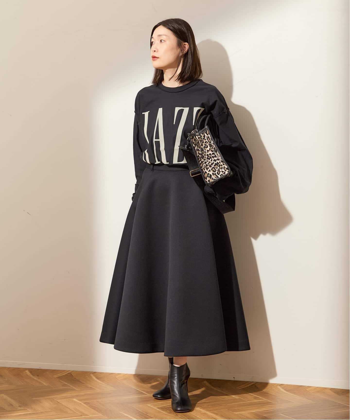 金子綾さん着用】ウールボンディングフレアスカート（ロング・マキシ丈