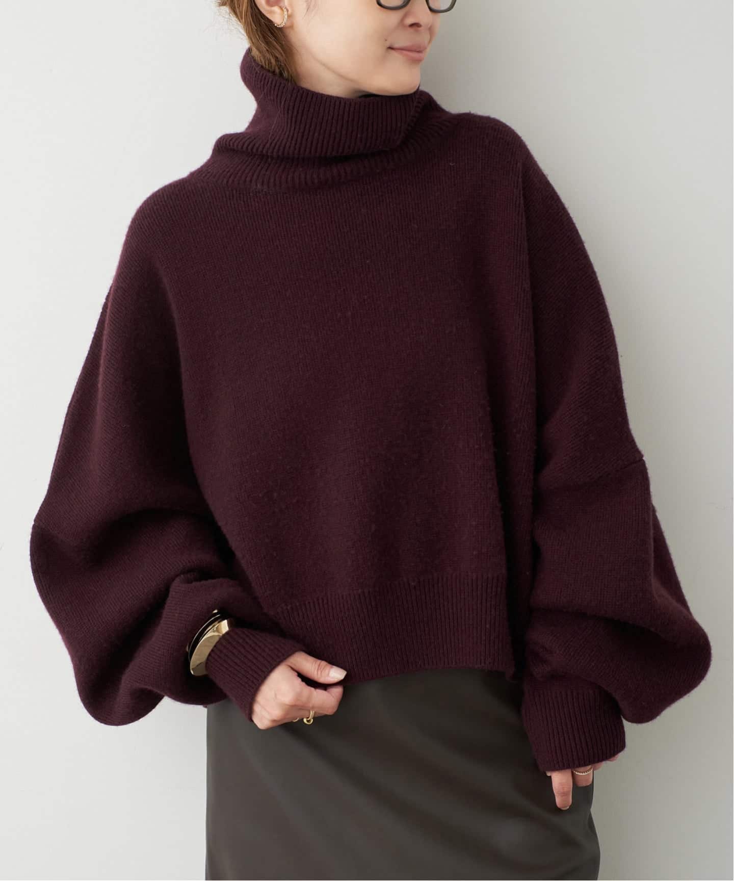 R2W/アールツーダブリュー】CROP TURTLE KNIT（ニット／セーター