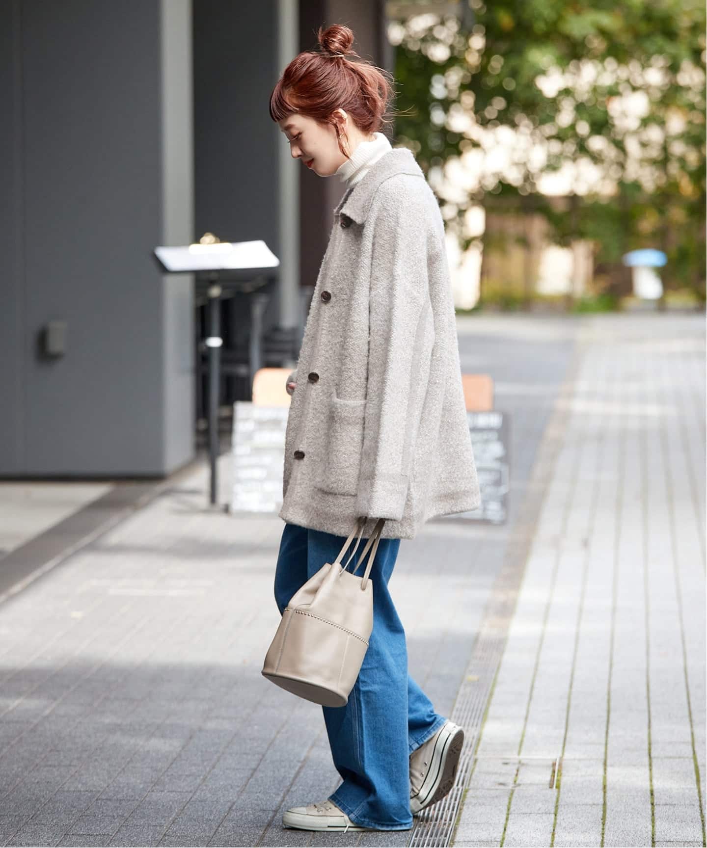 手洗い可 / ツイード調パイルニットジャケット（カーディガン）｜B.C