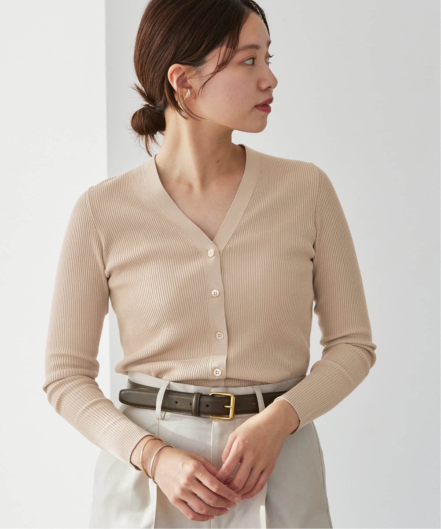 ECO SPLASH リブVネック カーディガン（カーディガン）｜IENA（イエナ