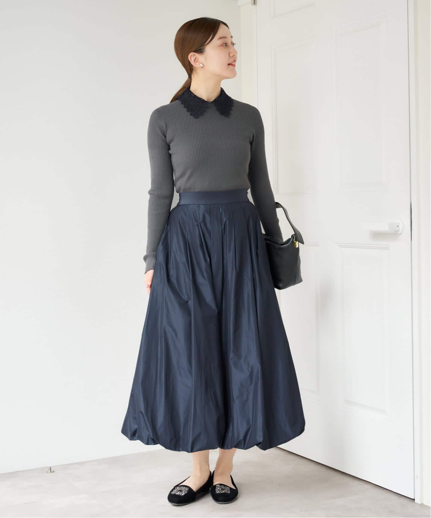 レース襟 RIBホールガーメントプルオーバー（ニット／セーター）｜IENA