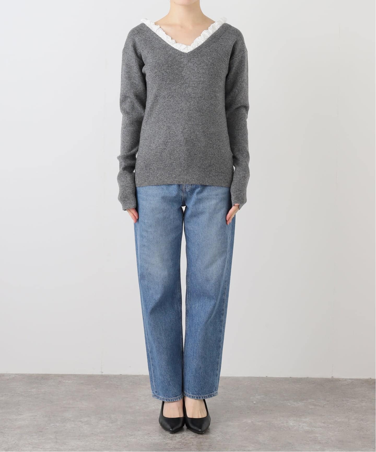 CLANE/クラネ 2WAY FRILL V NECK KNIT TOPS 19106-2282（ニット