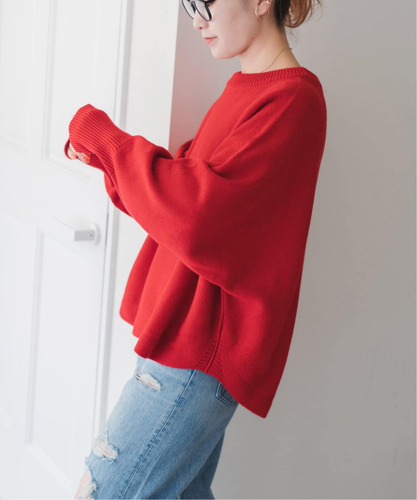 追加2》バルキーヤーンドルマンロングリブニット（ニット／セーター