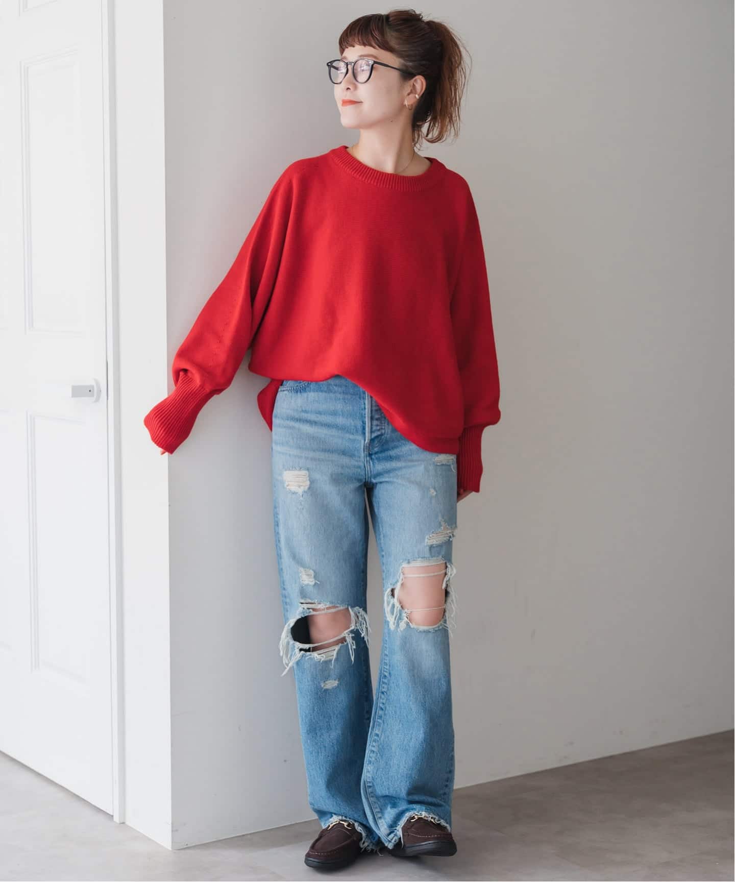 WEB限定 / 追加3》バルキーヤーンドルマンロングリブニット（ニット