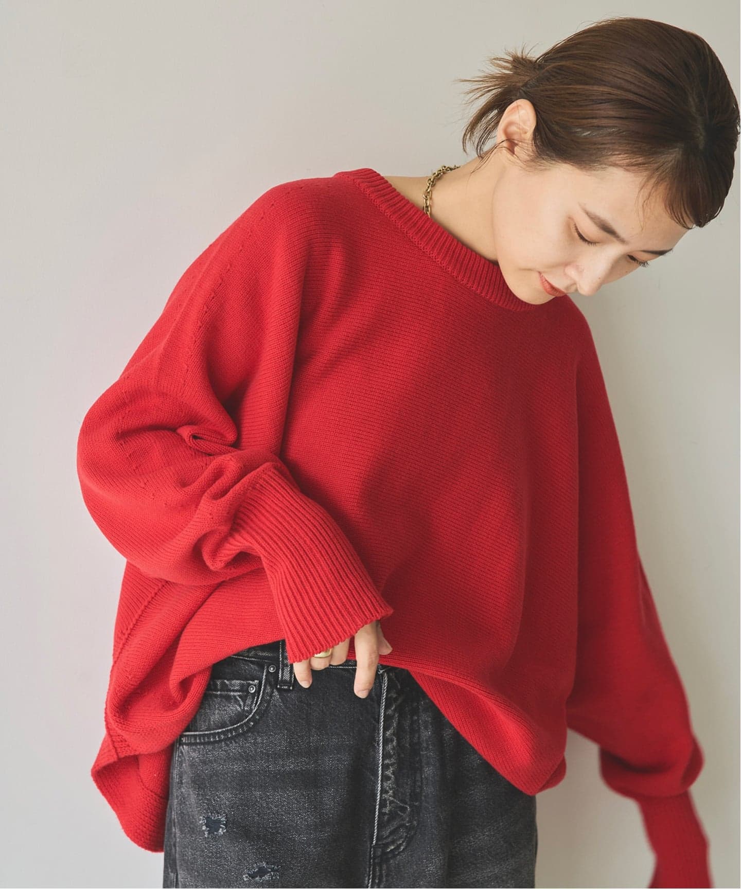 WEB限定 / 追加3》バルキーヤーンドルマンロングリブニット（ニット