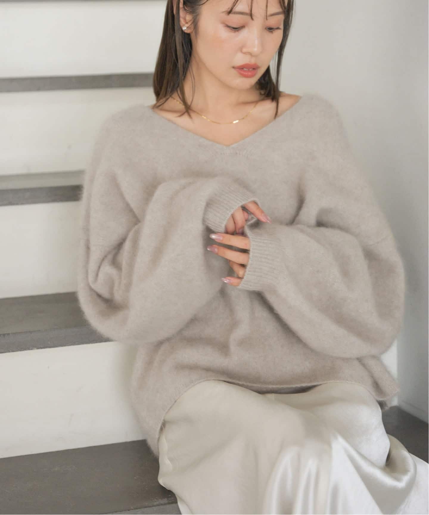 追加》ファーニット2WAYパフスリーブニット（ニット／セーター