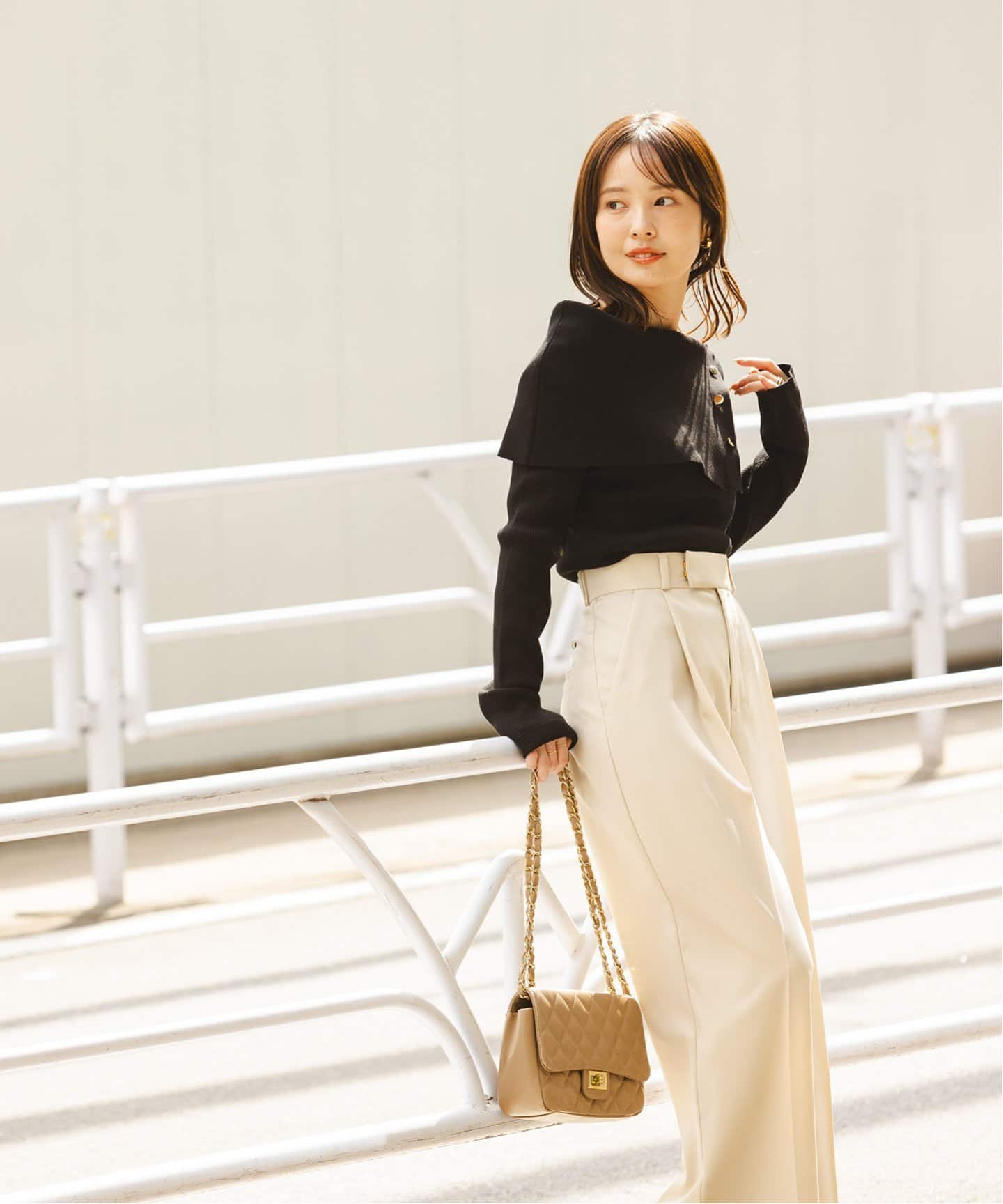 ショルダーボタンタイトリブニット（ニット／セーター）｜NOBLE